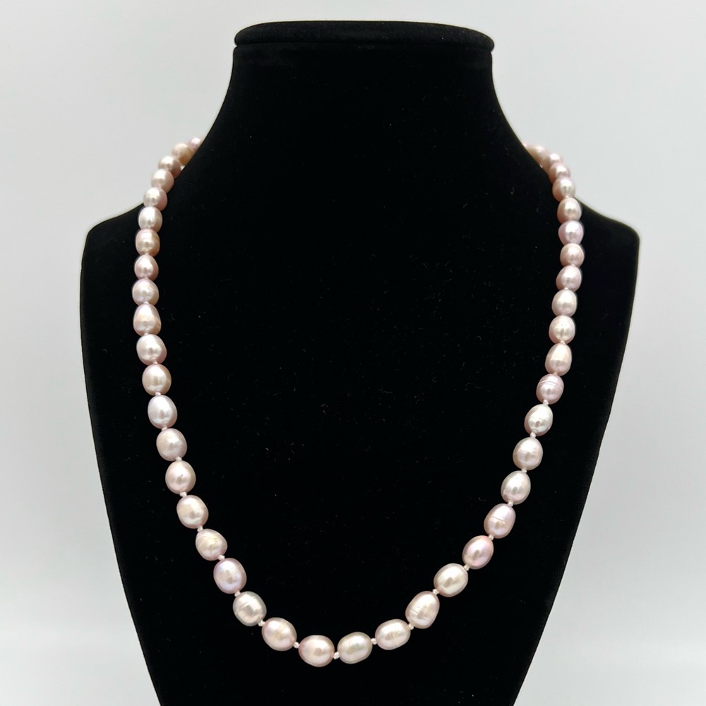 D’JOY Light Pink Freshwater Pearl Knotted Necklace 925 Clasp